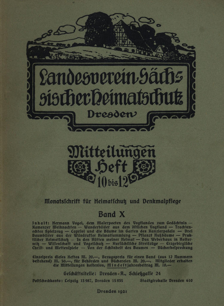Landesverein Sächsischer Heimatschutz — Mitteilungen Band X, Heft 10-12