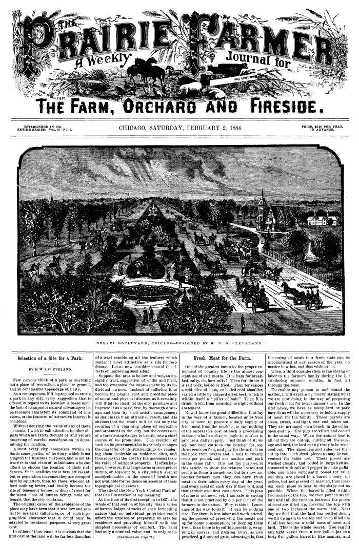 Prairie Farmer, Vol. 56: No. 5, February 2, 1884.&#10;A Weekly Journal for the Farm, Orchard and Fireside