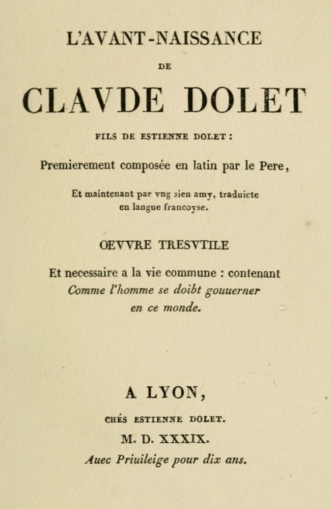 Claude Dolet'in Öncesi