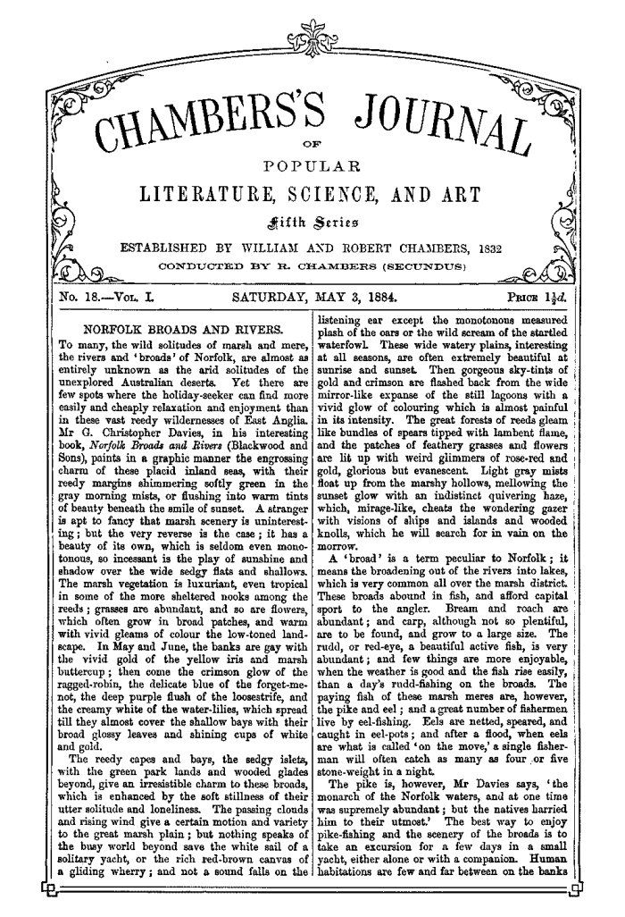 Chambers's Journal of Popular Literature, Science, and Art, Fifth Series, No. 18, Vol. I, May 3, 1884