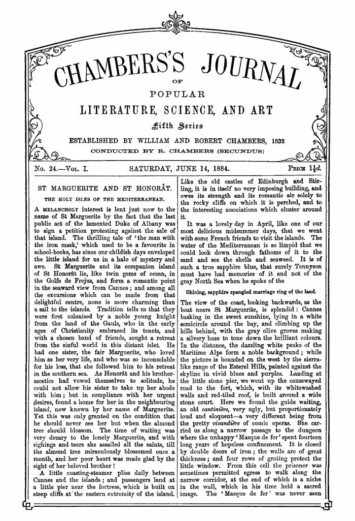 Chambers's Journal of Popular Literature, Science, and Art, Fifth Series, No. 24, Vol. I, June 14, 1884
