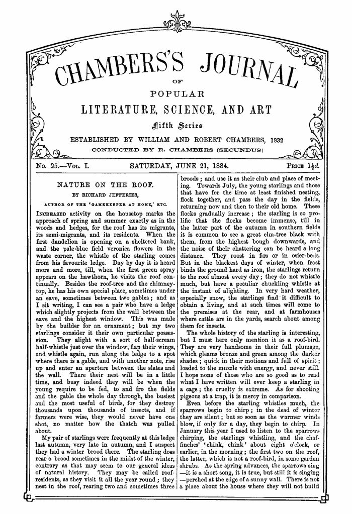 Chambers's Journal of Popular Literature, Science, and Art, Fifth Series, No. 25, Vol. I, June 21, 1884