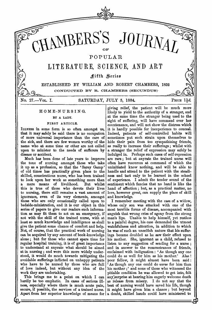 Chambers's Journal of Popular Literature, Science, and Art, Fifth Series, No. 27, Vol. I, July 5, 1884