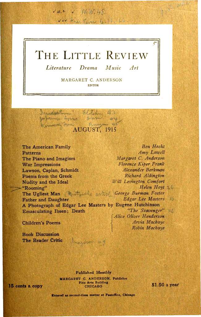 The Little Review, August 1915 (Vol. 2, No. 5)