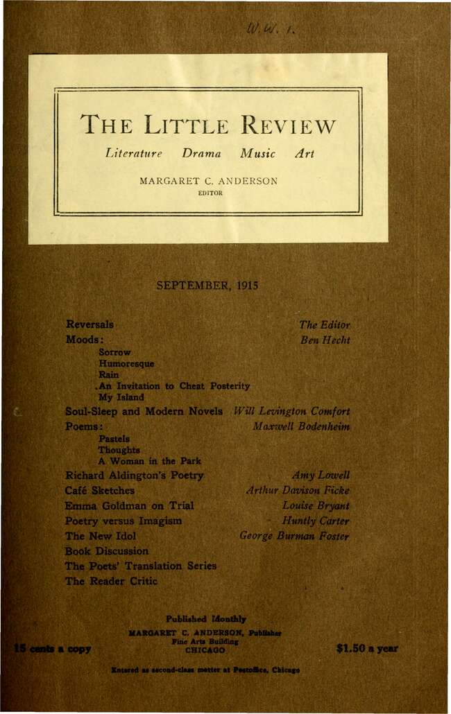 The Little Review, September 1915 (Vol. 2, No. 6)