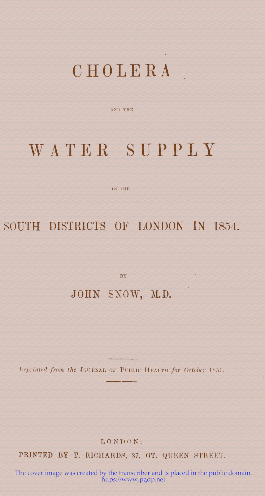 1854'te Londra'nın Güney Mahallelerinde Kolera ve Su Temini