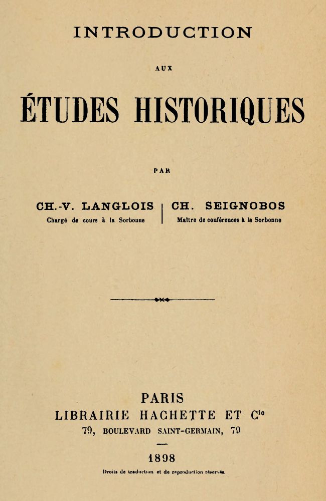 Introduction aux études historiques