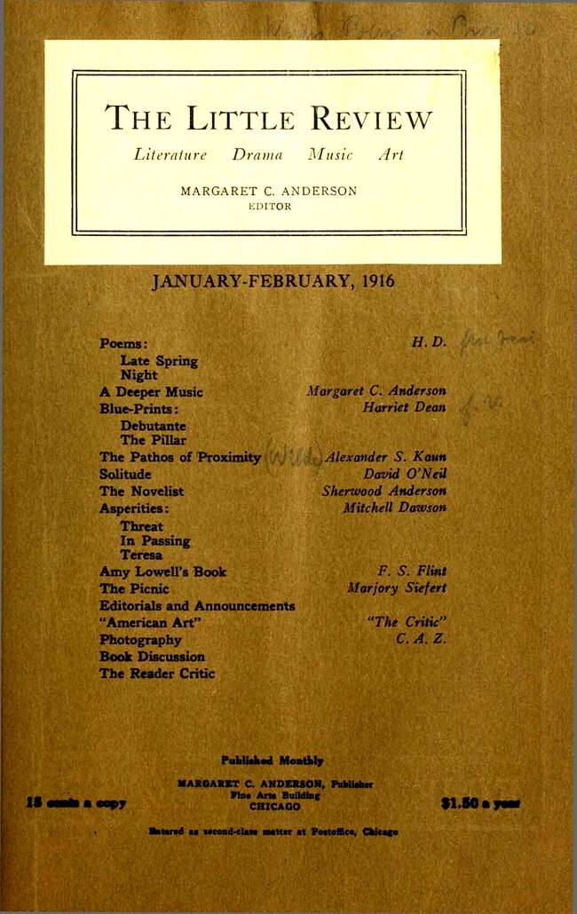 The Little Review, January-February 1916 (Vol. 2, No. 10)