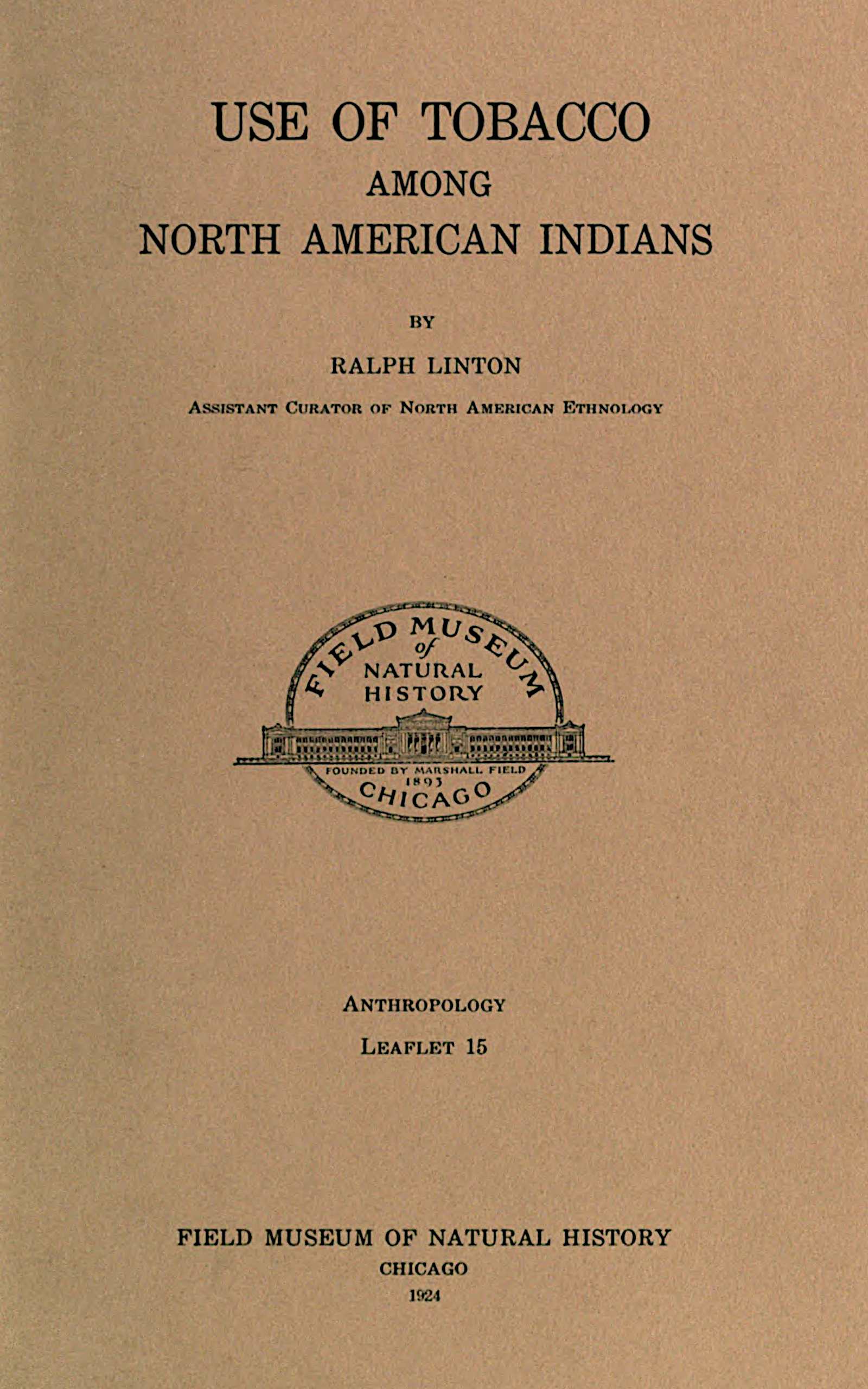 Use of tobacco among North American Indians