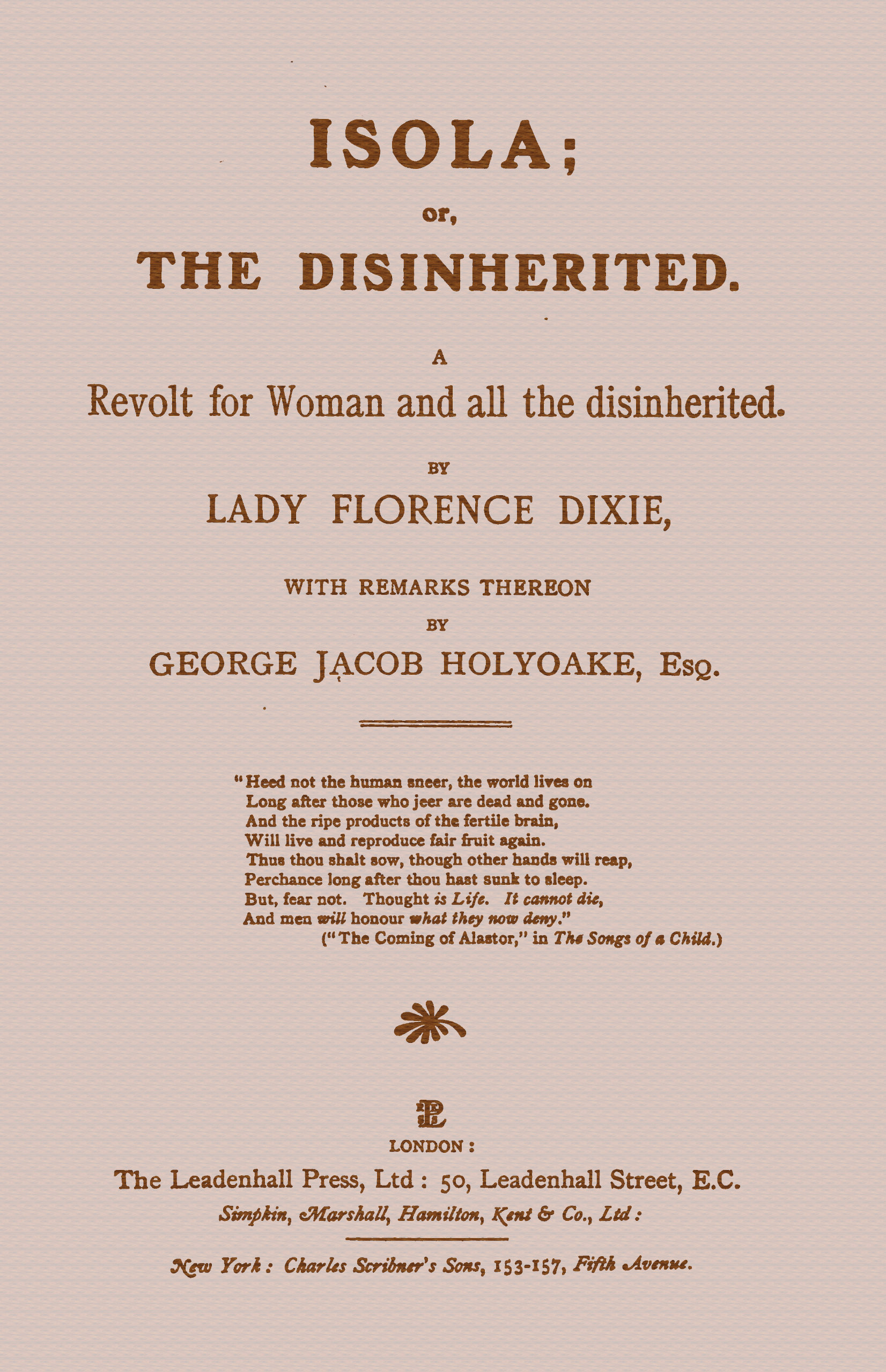 Isola; or, The disinherited: A revolt for woman and all the disinherited