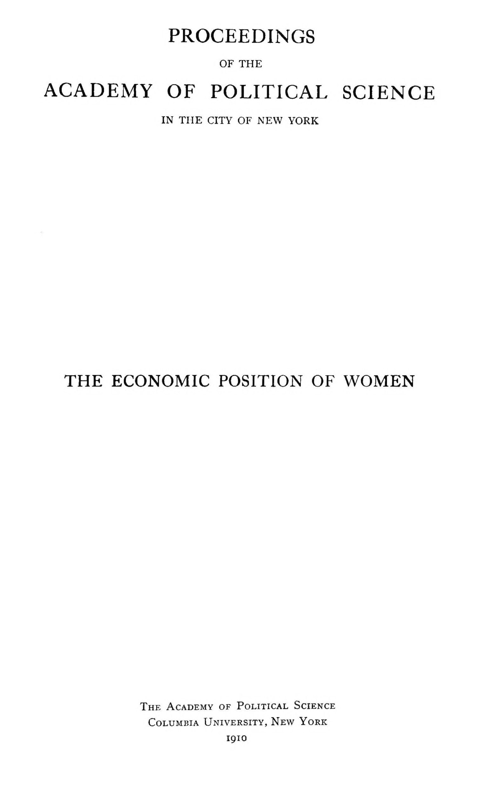 The economic position of women