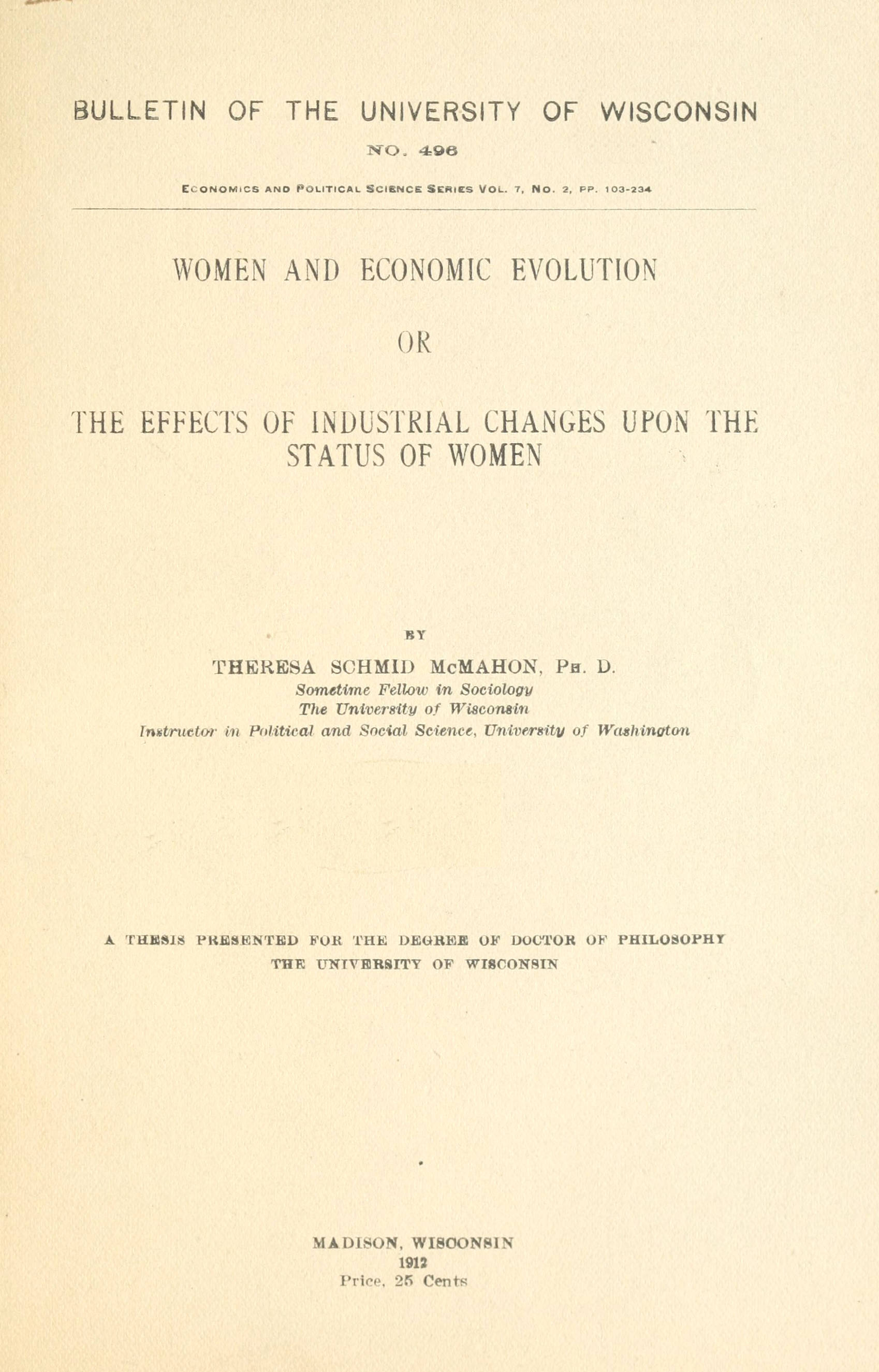 Kadınlar ve ekonomik evrim: ya da, Kadınların statüsü üzerinde sanayi değişiklikleri etkileri