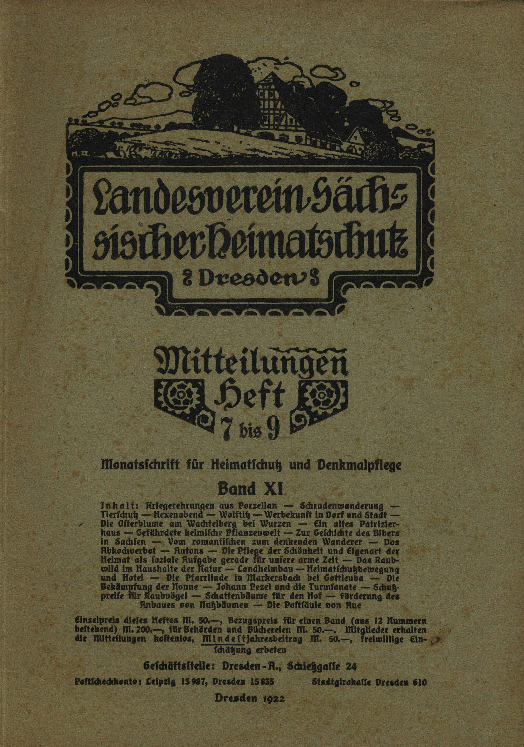 Landesverein Sächsischer Heimatschutz — Mitteilungen Band XI, Heft 7-9 -> Saksonyalı Anavatan Koruma Derneği - Bildiriler Cilt XI, Sayı 7-9