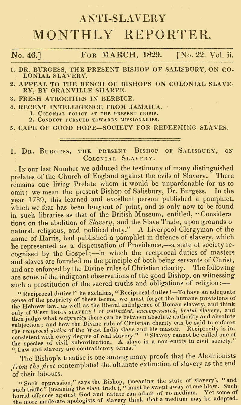 Anti-Slavery Monthly Reporter, March 1829