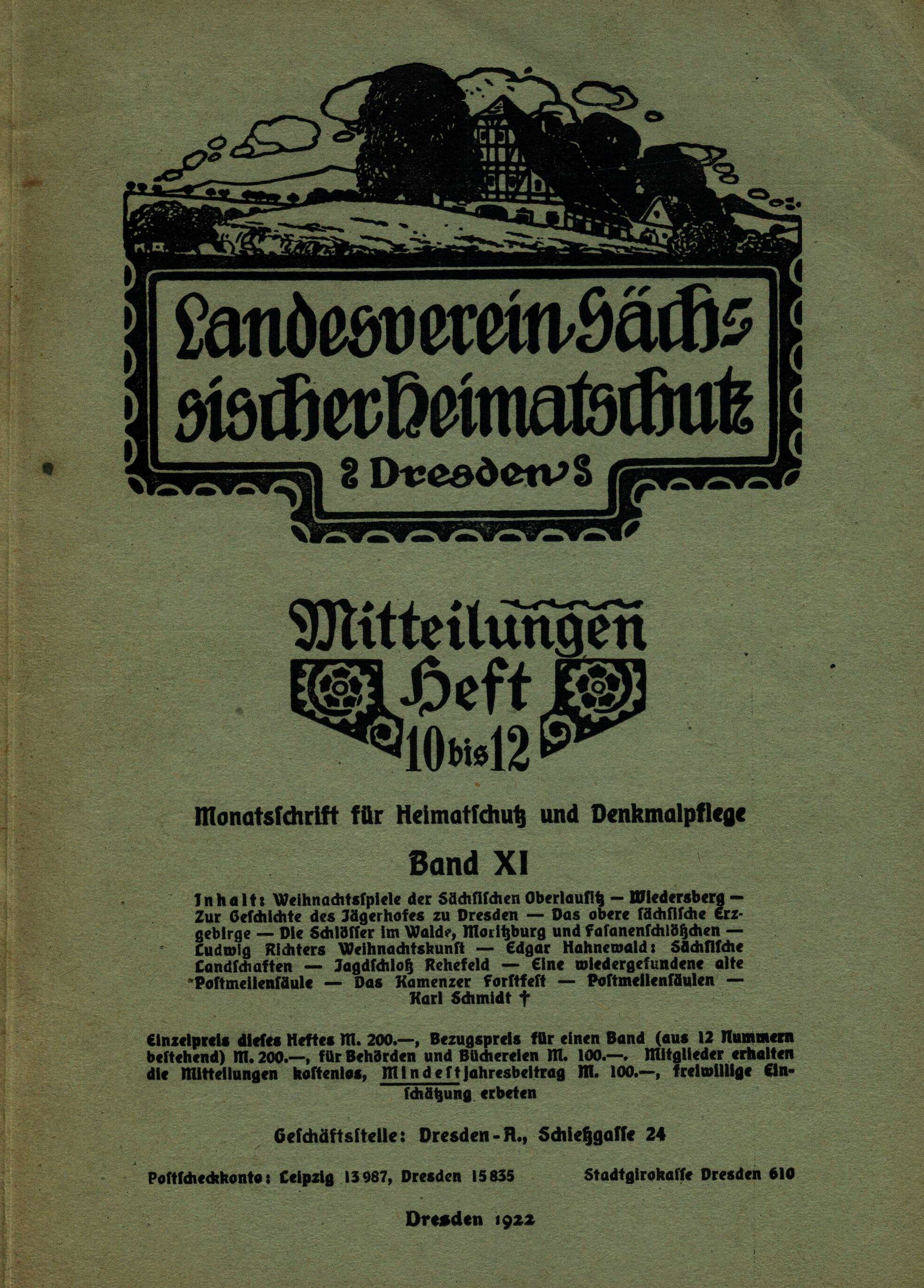 Landesverein Sächsischer Heimatschutz — Mitteilungen Band XI, Heft 10-12