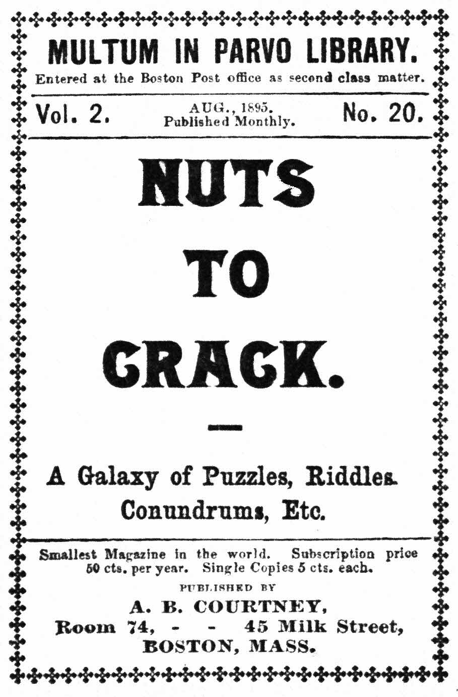 Nuts to crack: A galaxy of puzzles, riddles, conundrums, etc.