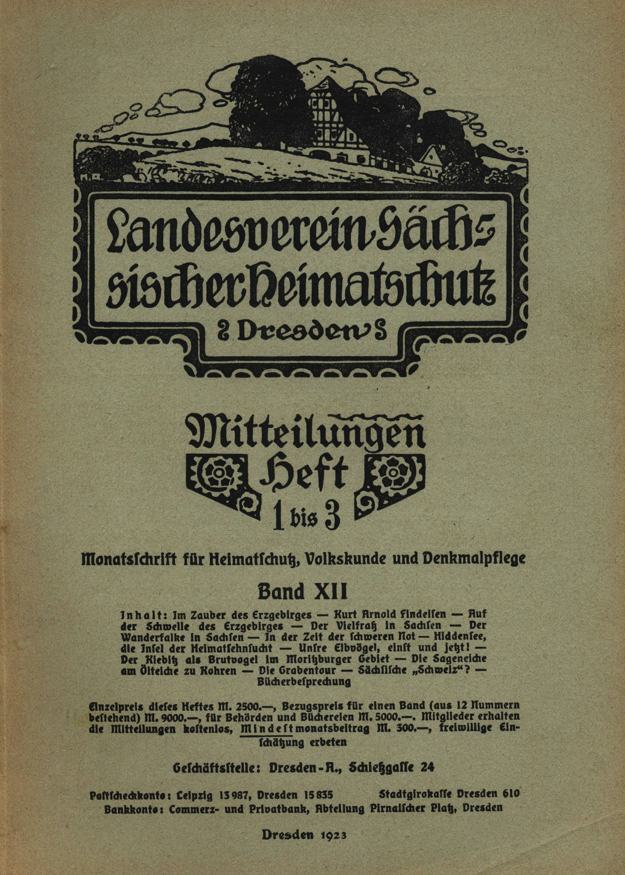 Landesverein Sächsischer Heimatschutz — Mitteilungen Band XII, Heft 1-3