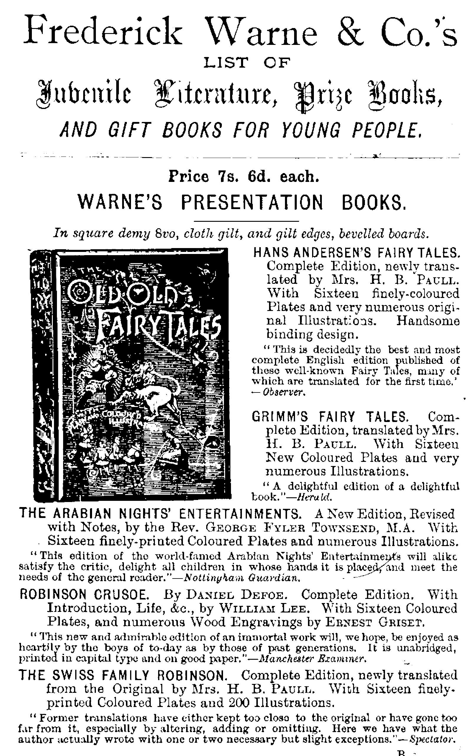 Frederick Warne & Co.'s list of juvenile literature, prize books, and gift books for young people