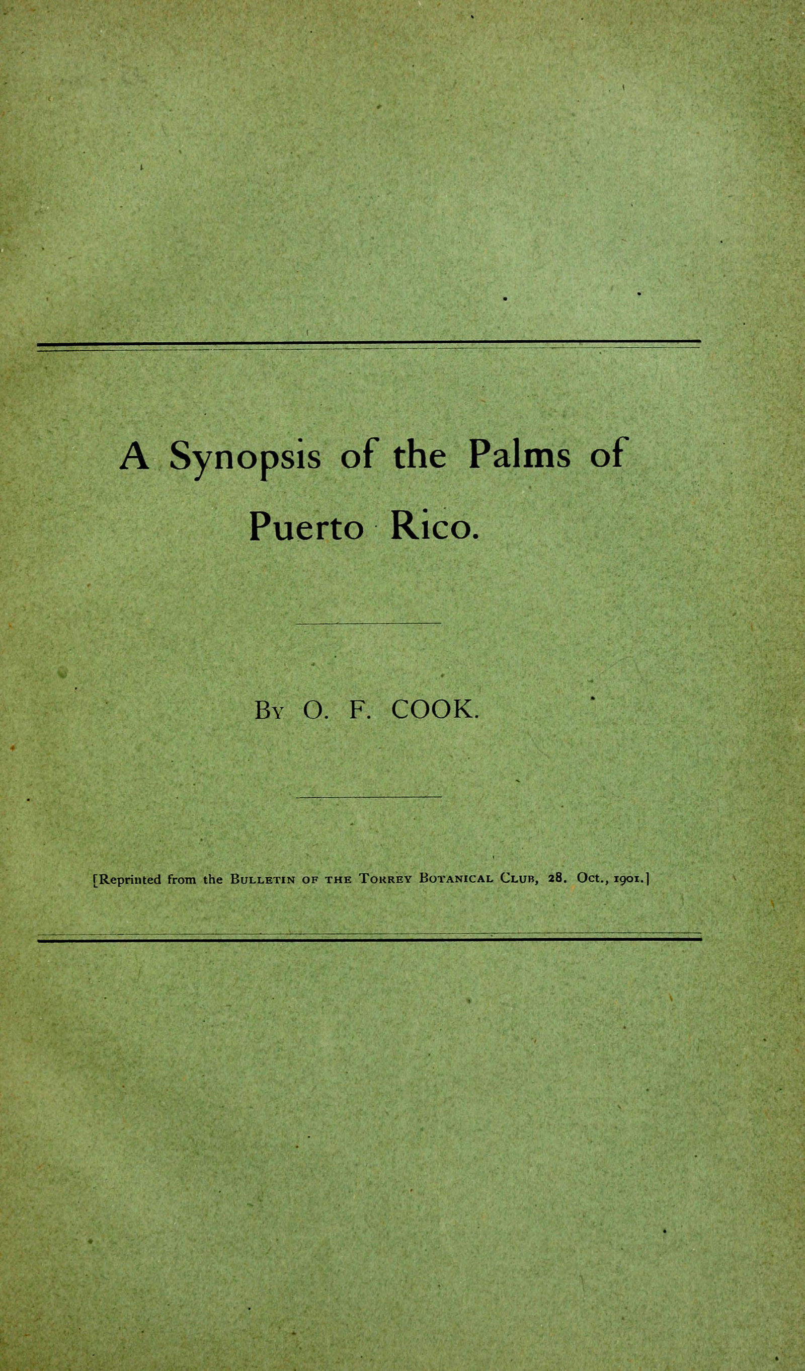 A synopsis of the palms of Puerto Rico