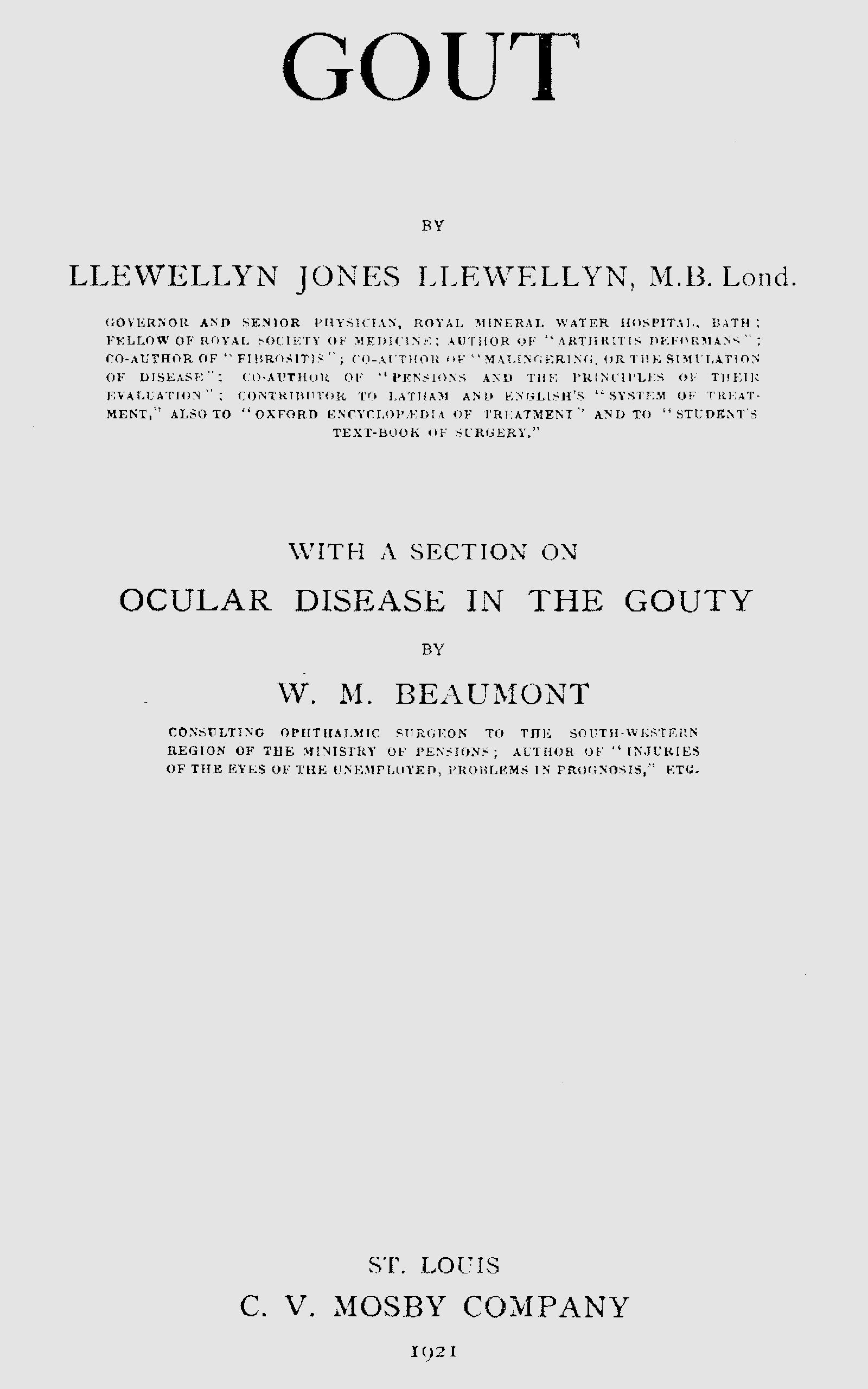 Gout, with a section on ocular disease in the gouty