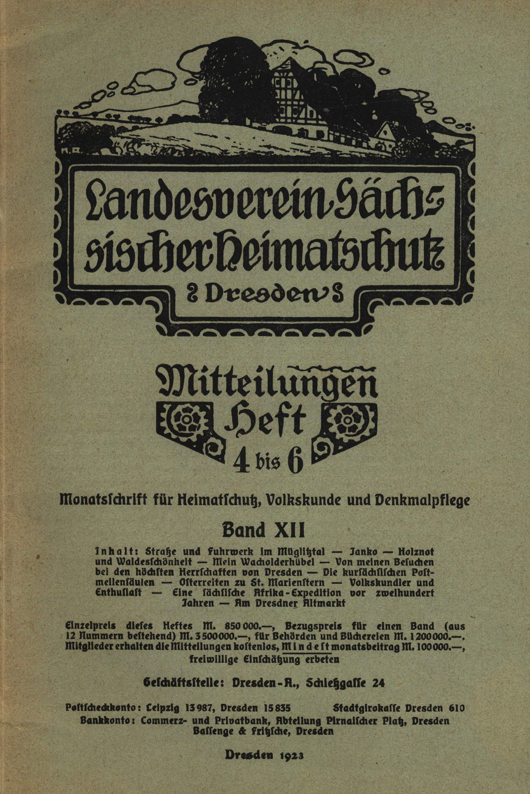 Landesverein Sächsischer Heimatschutz — Mitteilungen Band XII, Heft 4-6 - Saxonya Yurt Koruma Derneği - Bültenler Cilt XII, Sayı 4-6