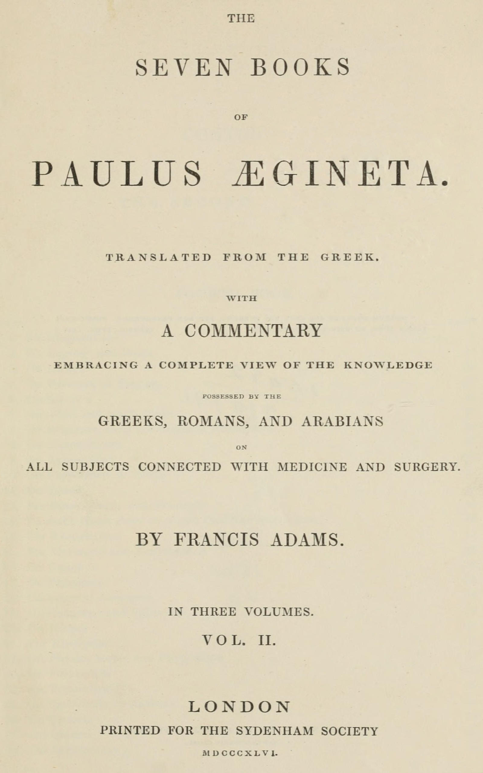The seven books of Paulus Ægineta, volume 2 (of 3)