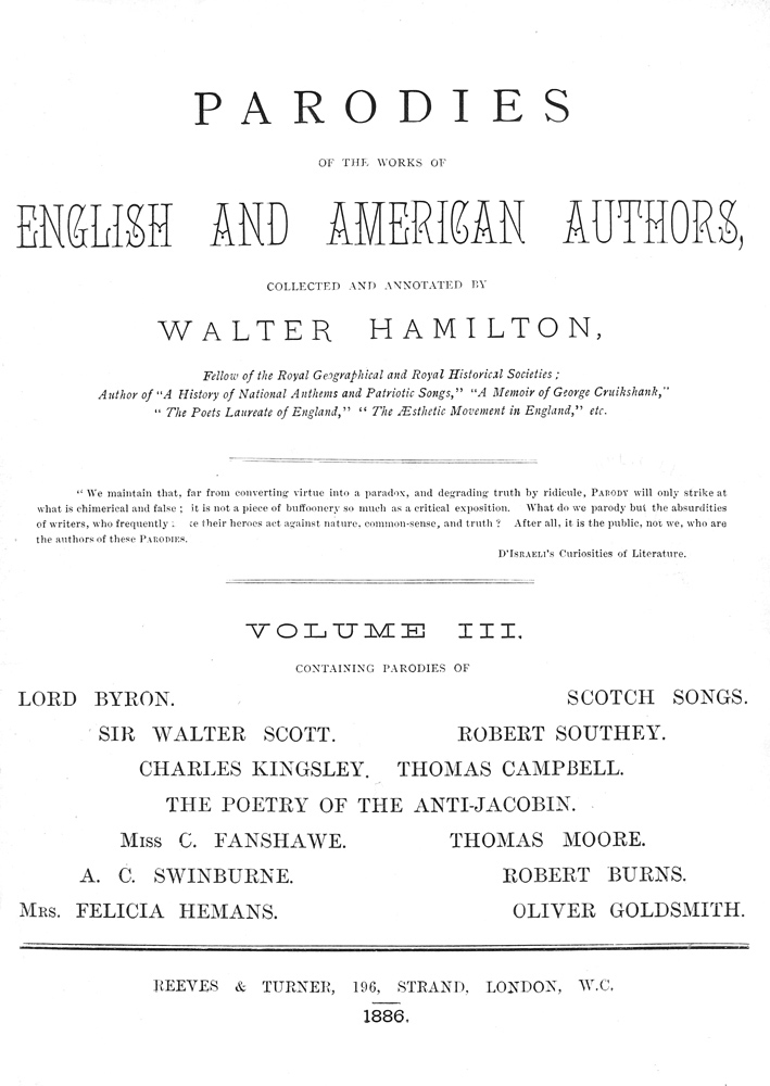 Parodies of the works of English & American authors, vol. III
