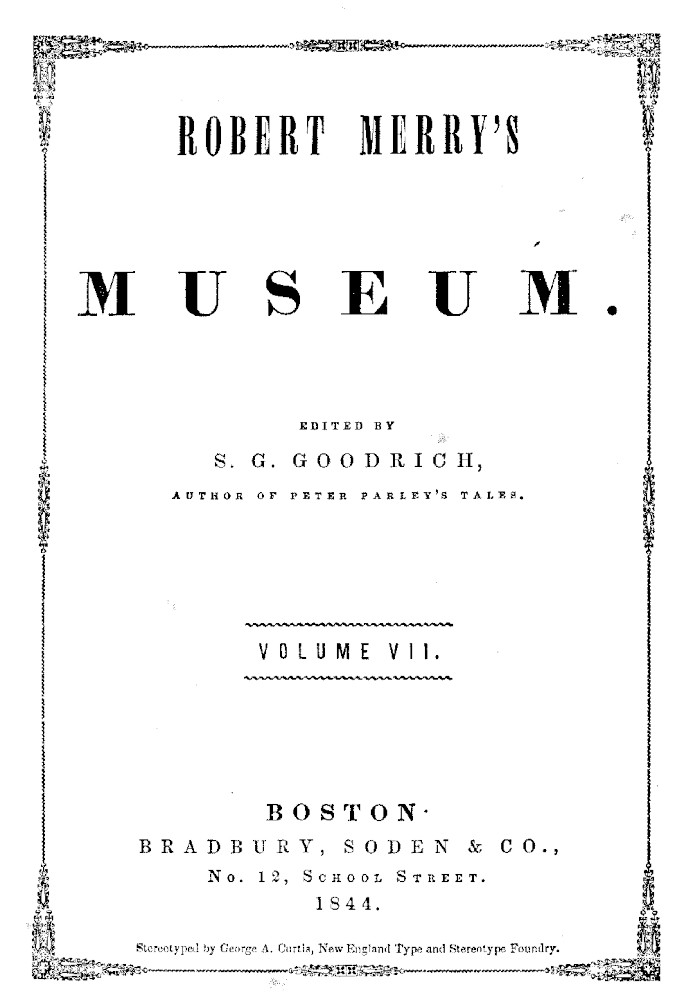 Robert Merry's Museum, Vol. VII, No. 1-6