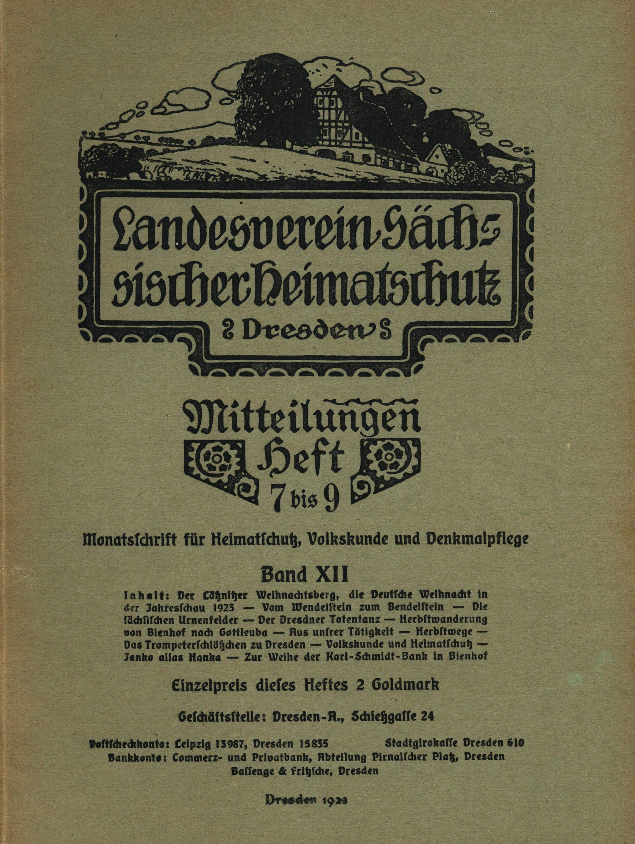 Landesverein Sächsischer Heimatschutz — Mitteilungen Band XII, Heft 7-9