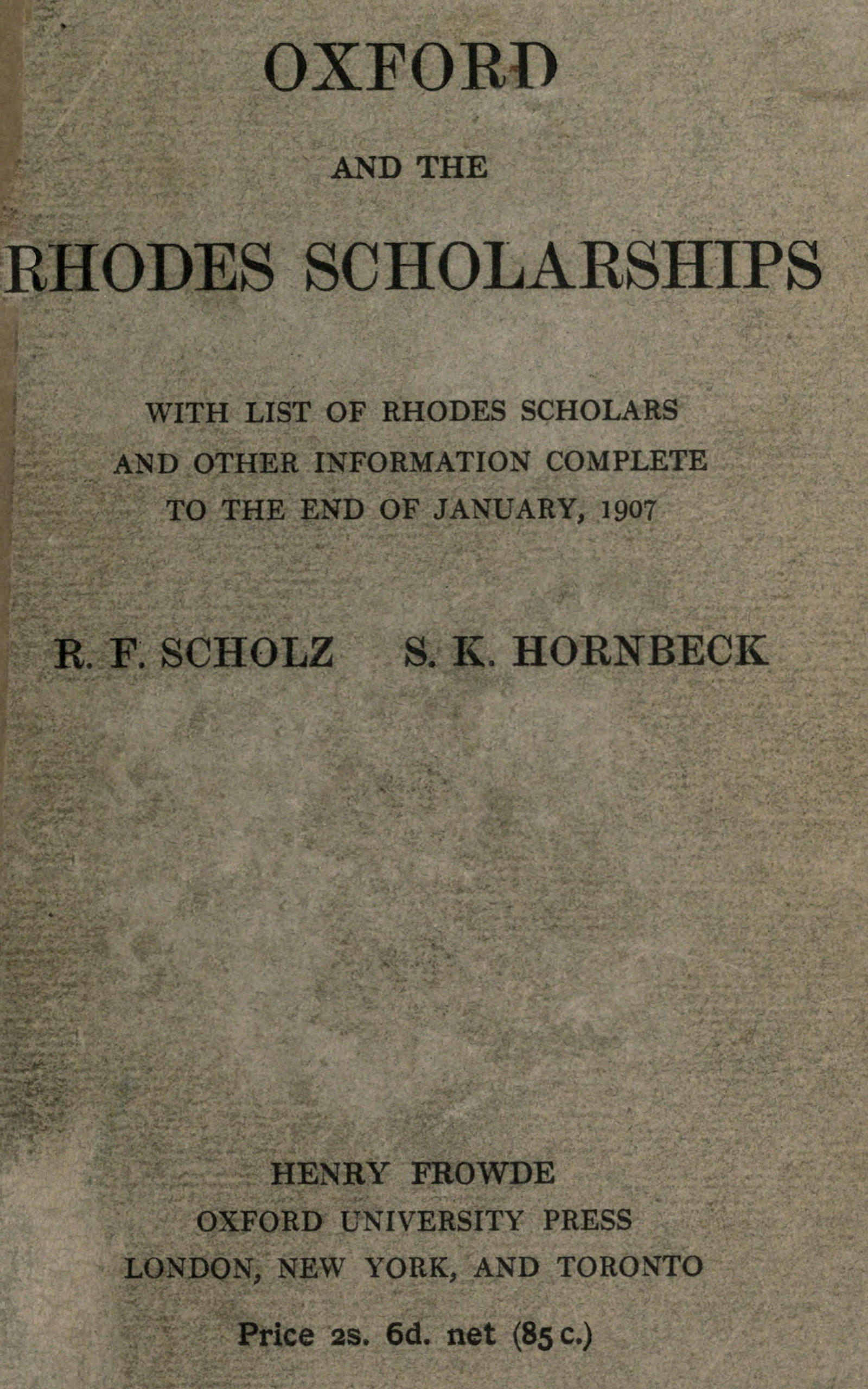 Oxford and the Rhodes Scholarships