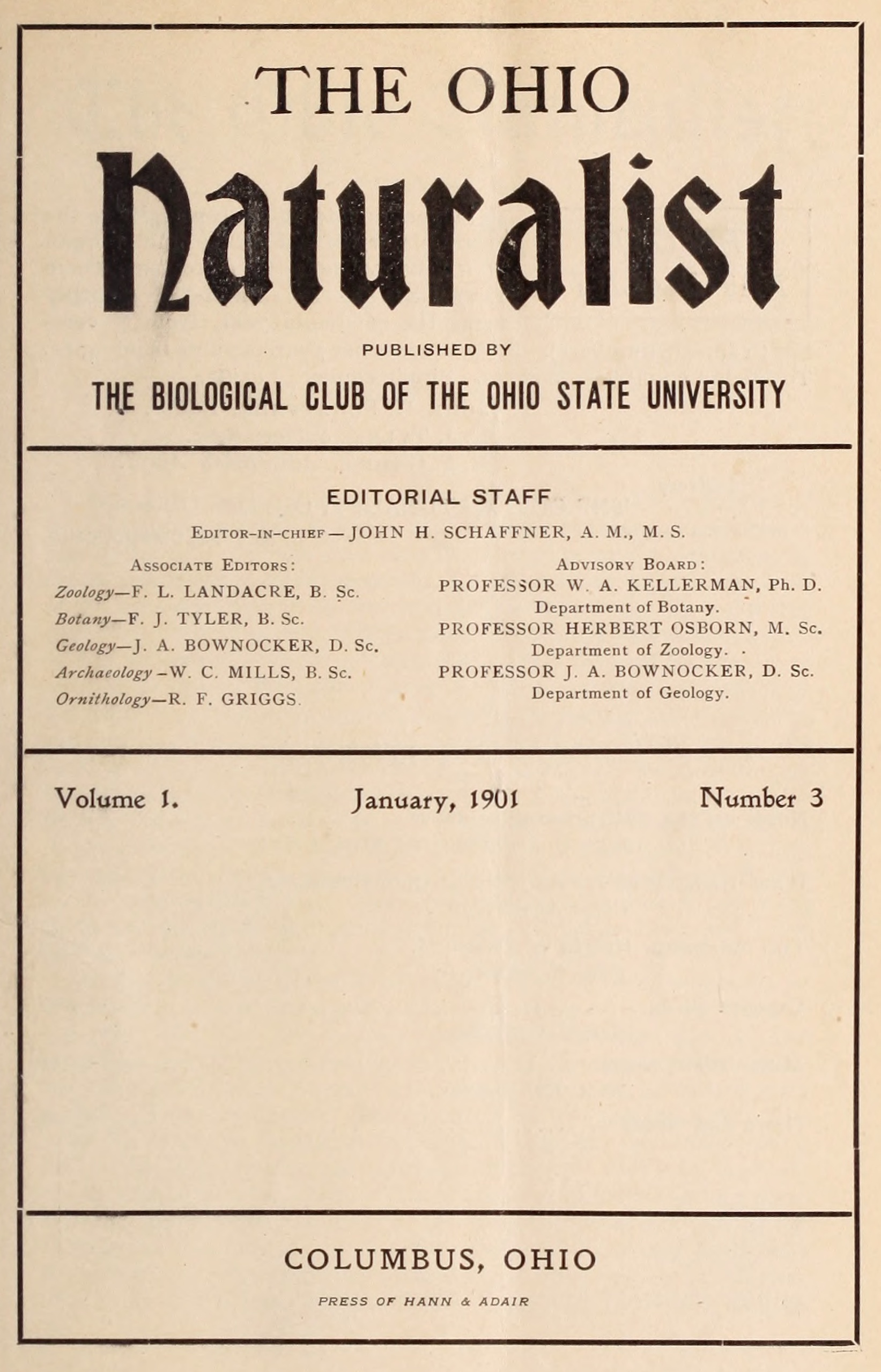 The Ohio naturalist, Vol. 1, No. 3, January, 1901