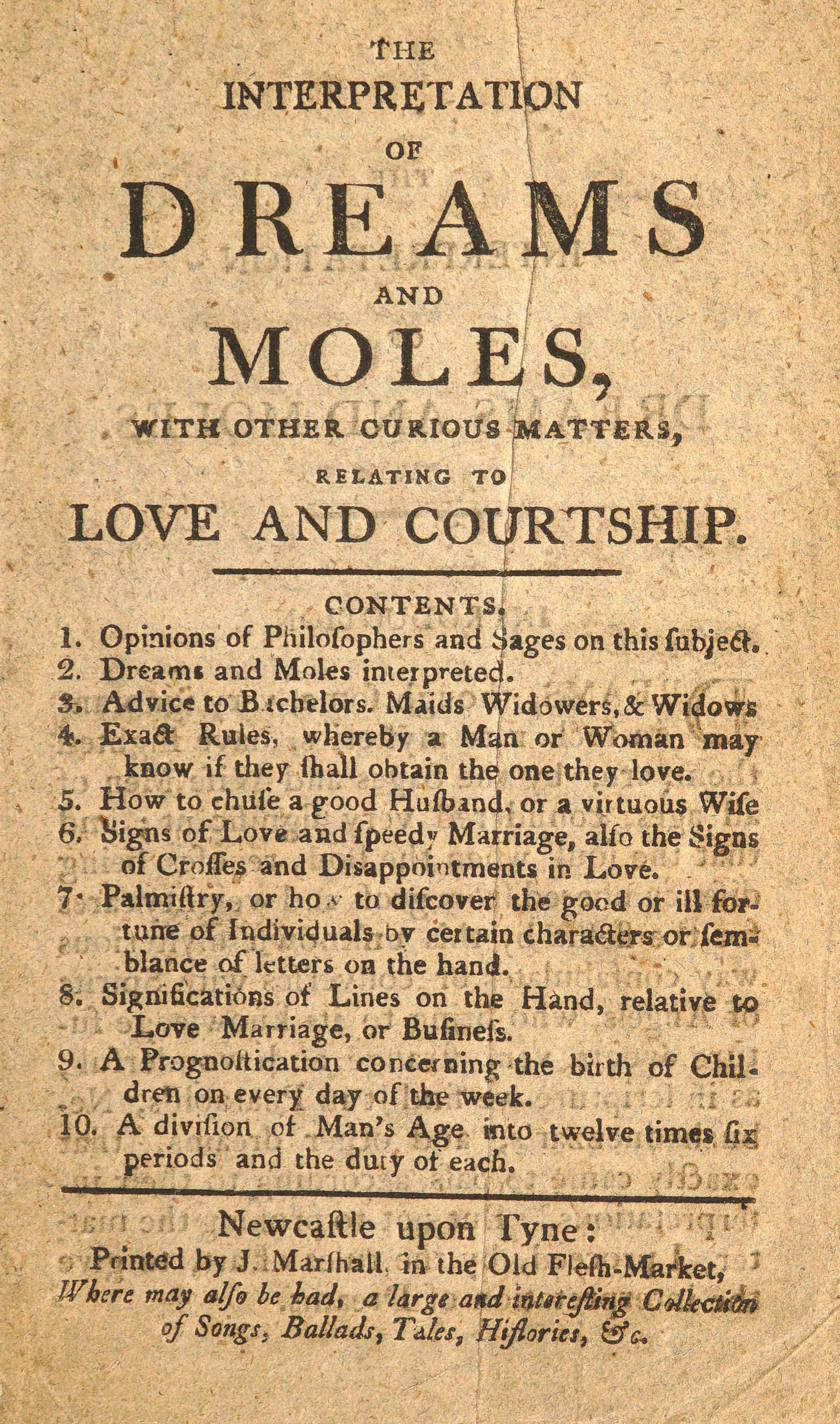 The interpretation of dreams and moles, with other curious matters, relating to love and courtship