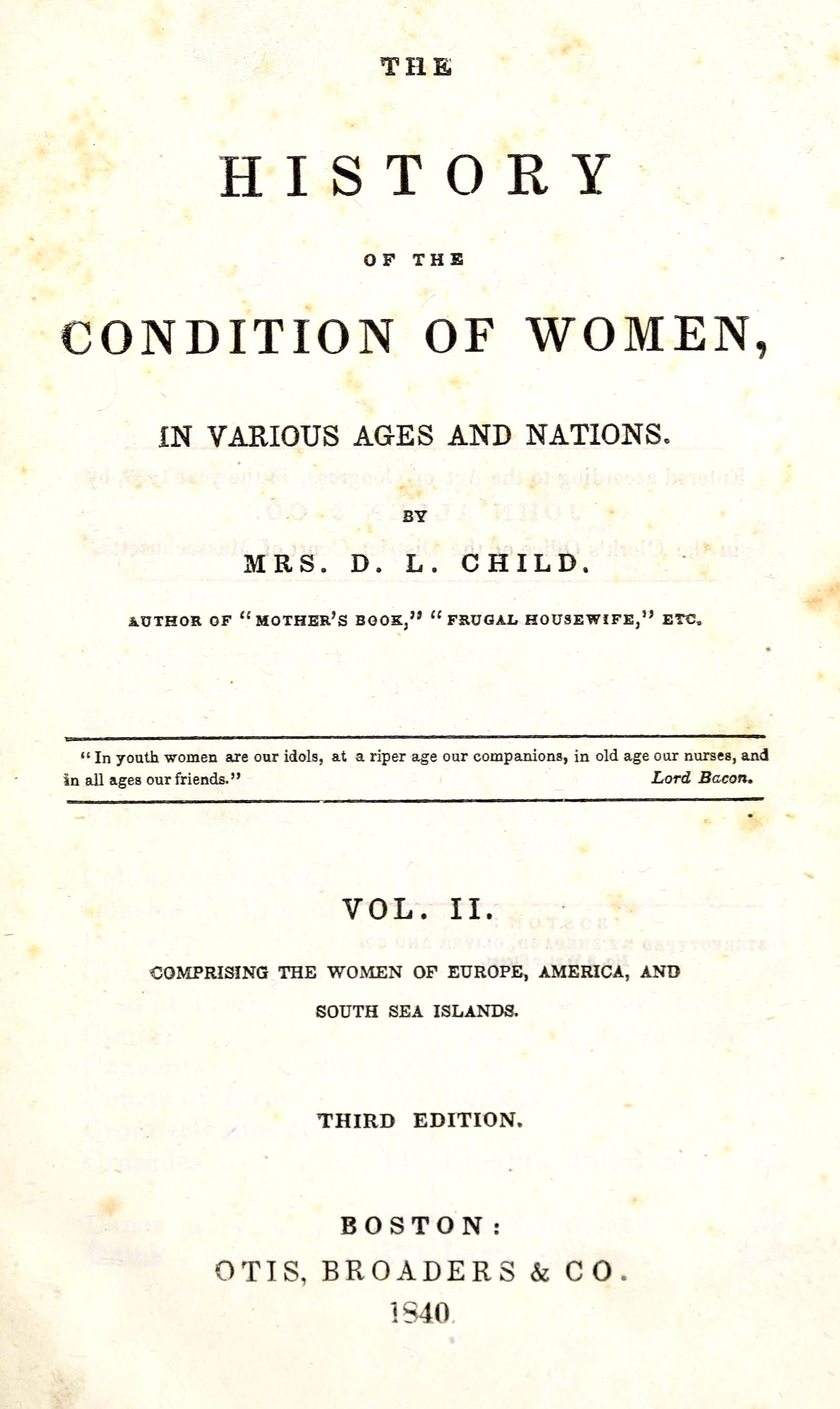 The history of the condition of women, in various ages and nations (vol. 2 of 2)