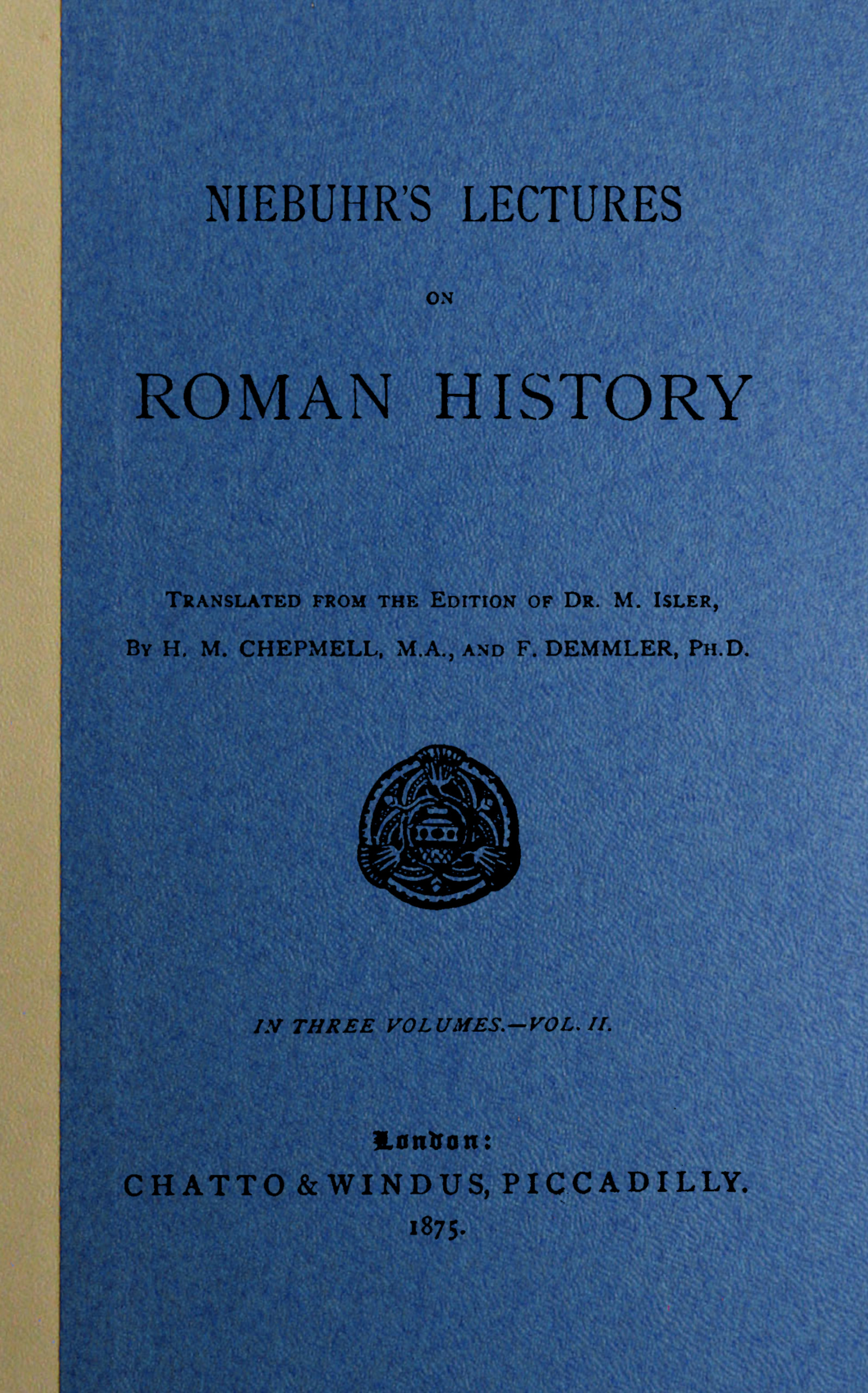 Niebuhr's lectures on Roman history, Vol. 2 (of 3)