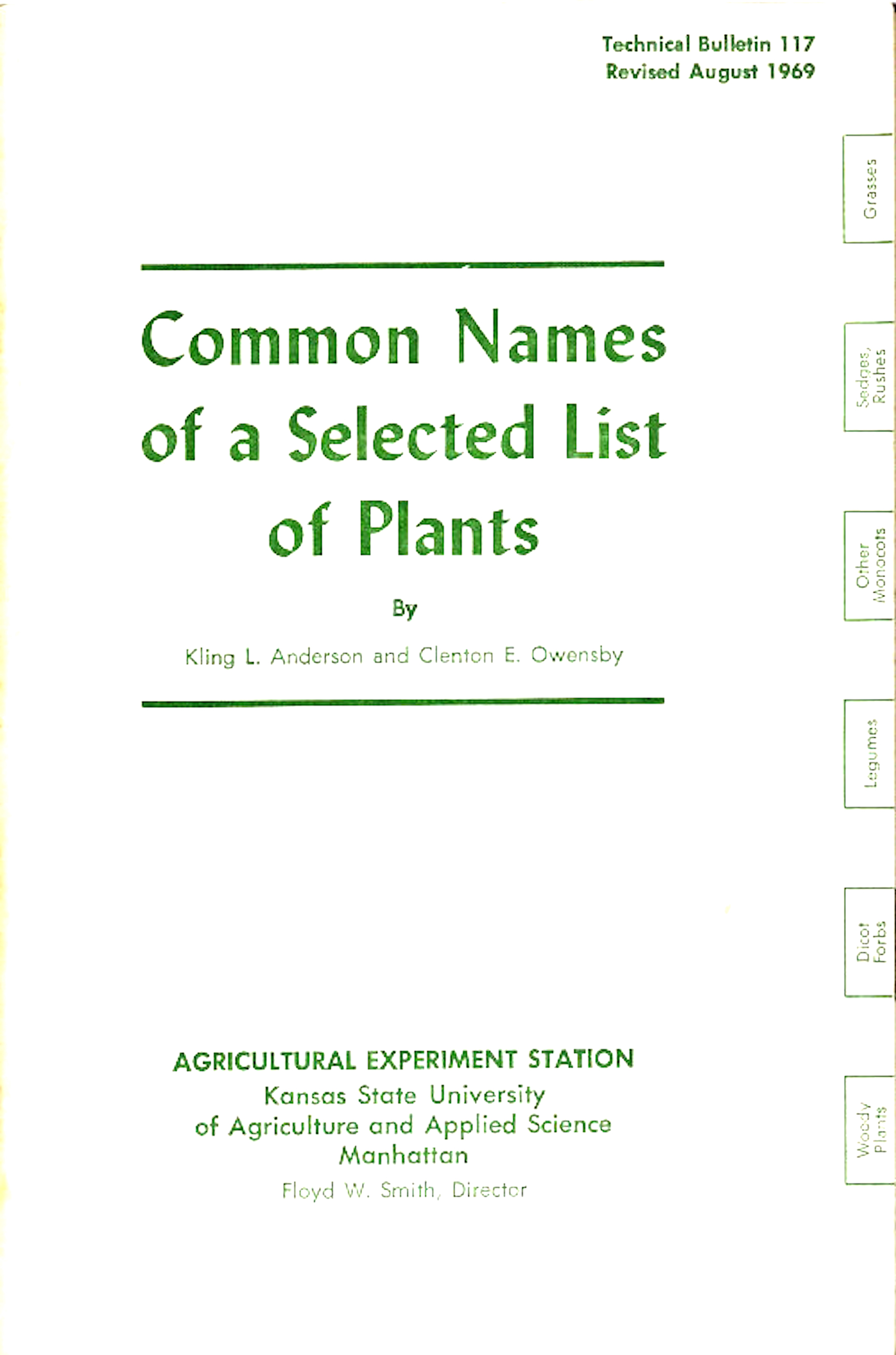 Common names of a selected list of plants