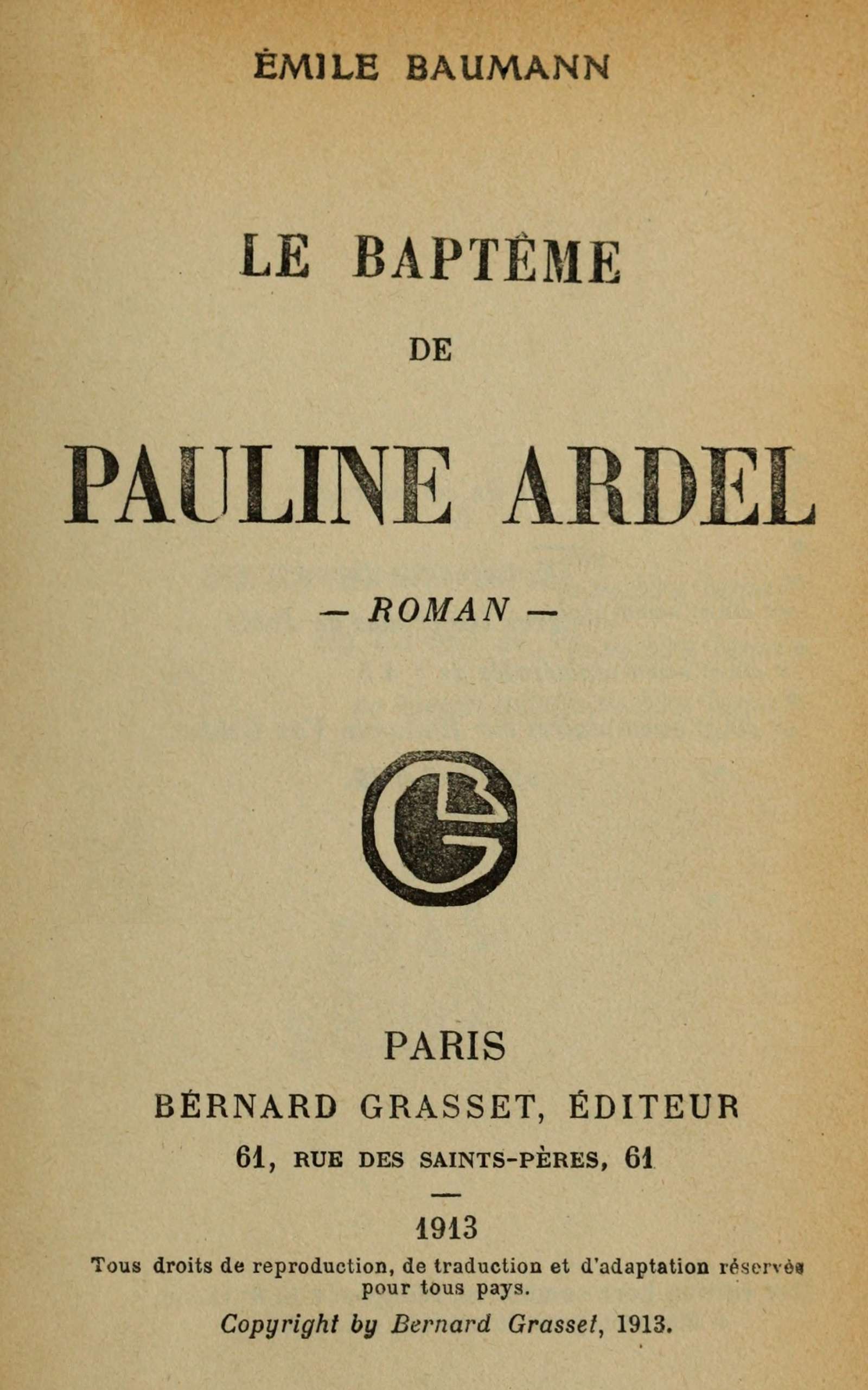 Le baptême de Pauline Ardel