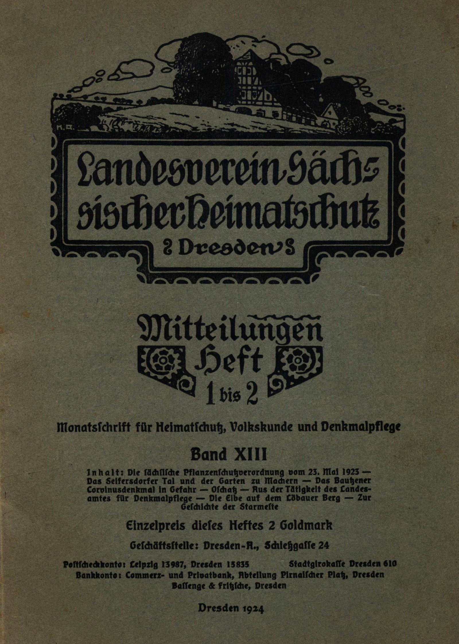 Landesverein Sächsischer Heimatschutz — Mitteilungen Band XIII, Heft 1-2