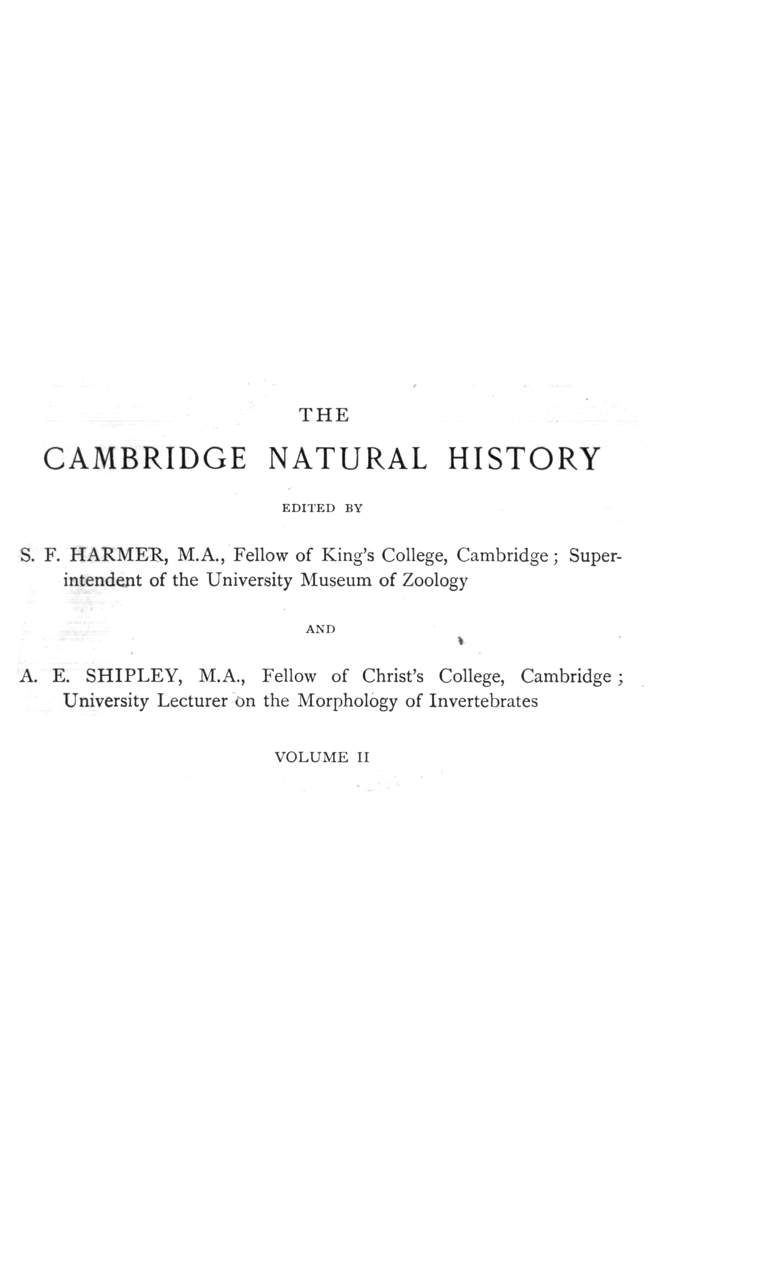 The Cambridge natural history, Vol. 02 (of 10)