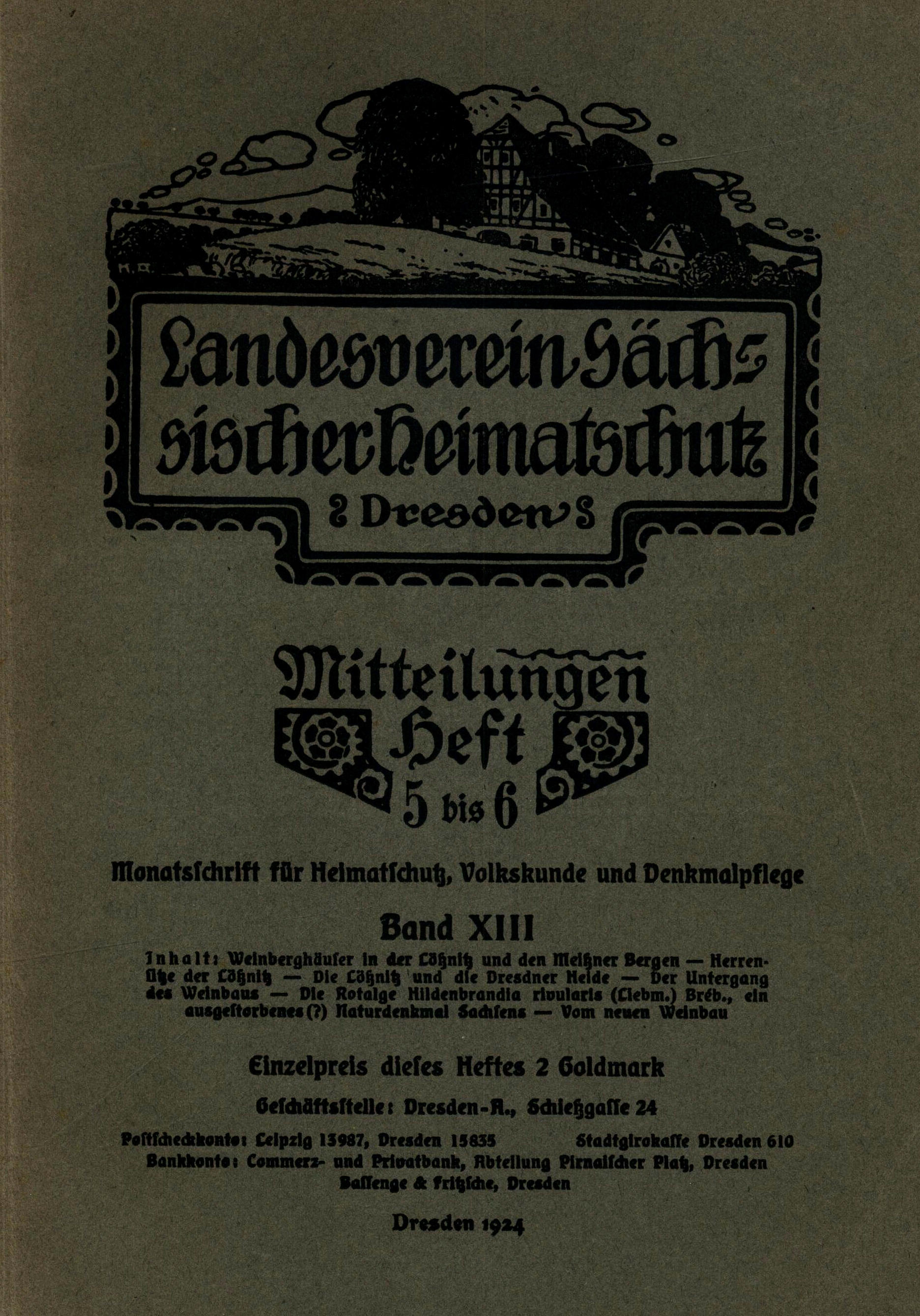 Landesverein Sächsischer Heimatschutz — Mitteilungen Band XIII, Heft 5-6